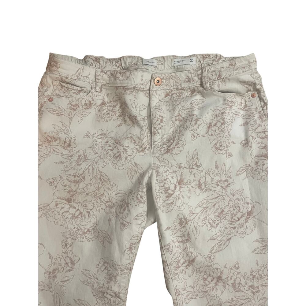 J Jill Jeans Women's Denim Authentic Fit Slim Ankle Size 20 Beige Floral